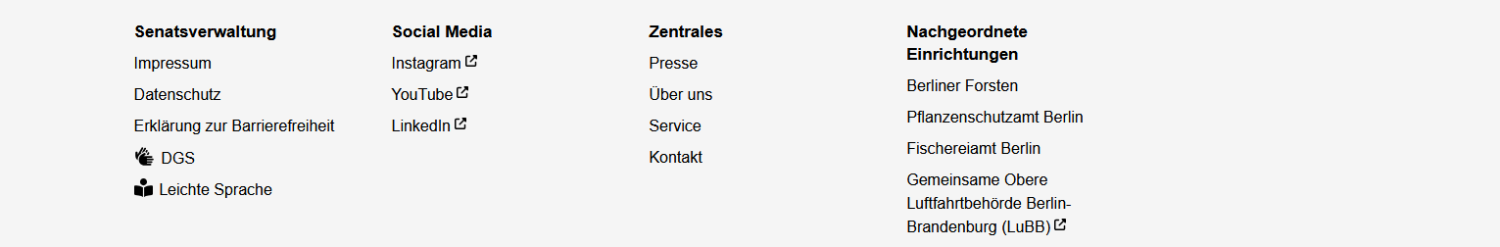 Link-Listen Senats-Verwaltung