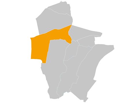 Bezirkskarte von Marzahn-Hellersdorf mit markierter Fläche für Marzahn-Süd