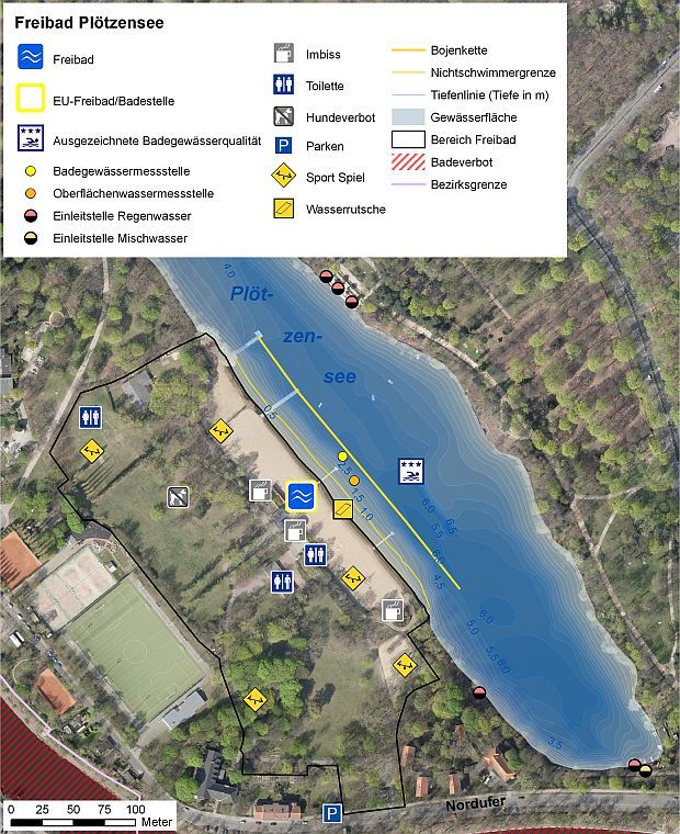 Abb. 2: Infrastruktur des Strandbades Plötzensee