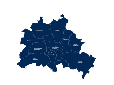 BERLIN-Karte mit Bezirken