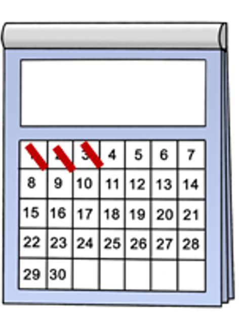 Kalender durchgestrichen