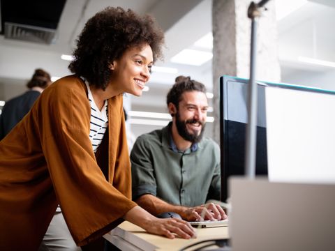 Creative managers crew working with new startup project in office. Team brainstorming.