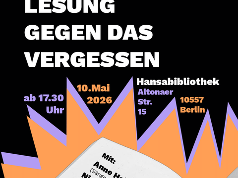 Plakat: Lesung gegen das Vergessen