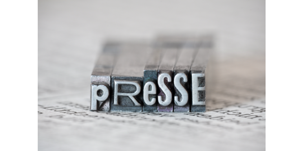 Darstellung des Wortes "Presse" aus Bleisatzlettern