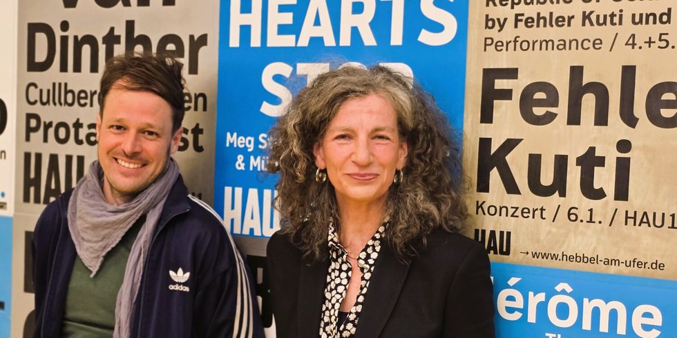 Annemie Vanackere, Intendantin und Geschäftsführerin, und Produktionsleiter Hannes Frey arbeiten bereits seit 2012 für das HAU Hebbel am Ufer