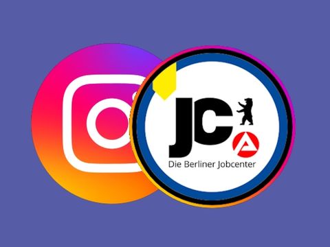 Sich überlappende Logos: Instagram und den Berliner Jobcentern