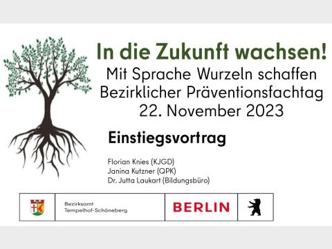 Titelfolie Einstiegsvortrag "Mit Sprache Wurzeln schaffen"