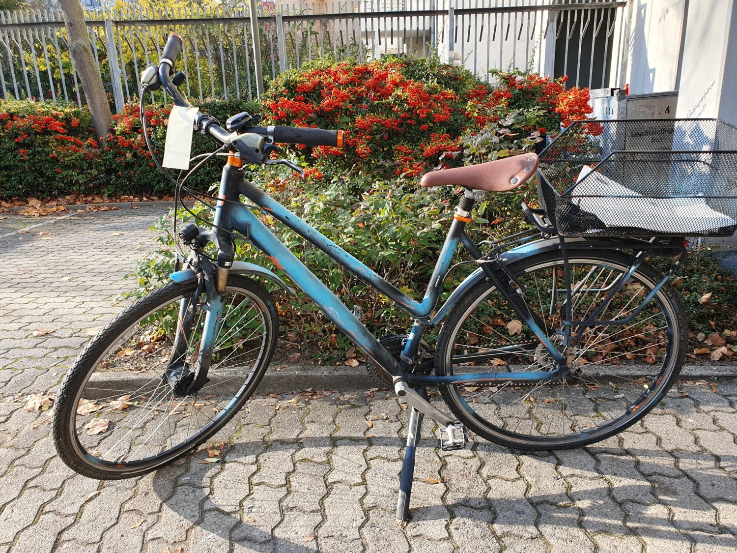 Blau-schwarzes Damenfahrrad
