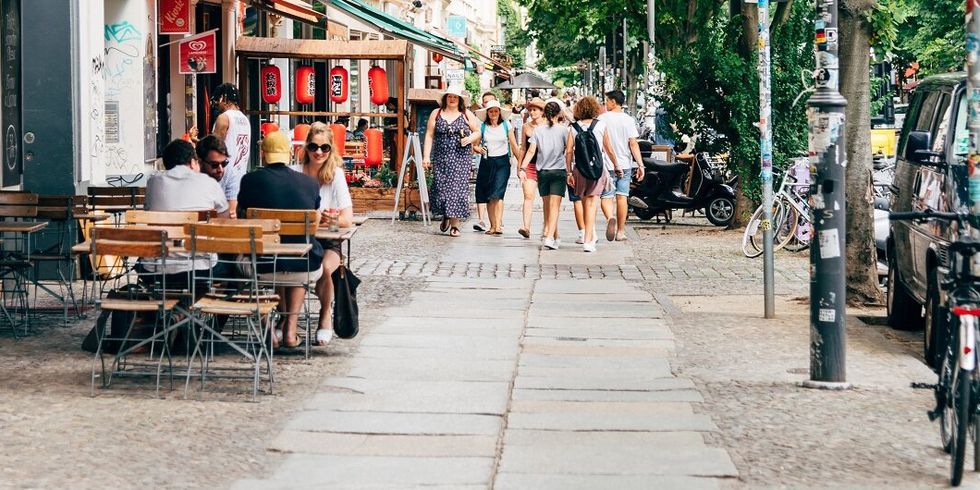 Street view in Scheunenviertel quarter in Berlin Mitte