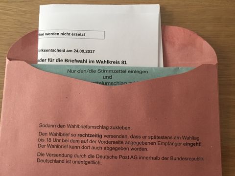 Briefwahl Unterlagen Umschläge und Wahlschein