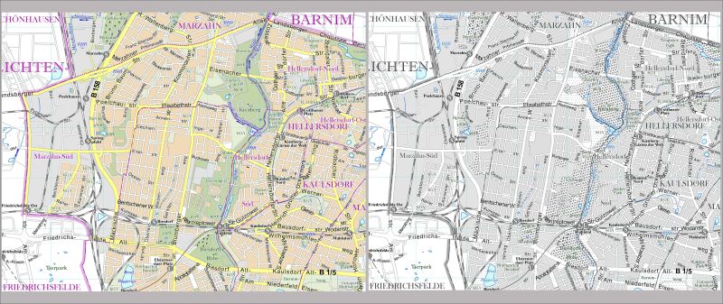 Übersichtskarte in zwei Farbvarianten