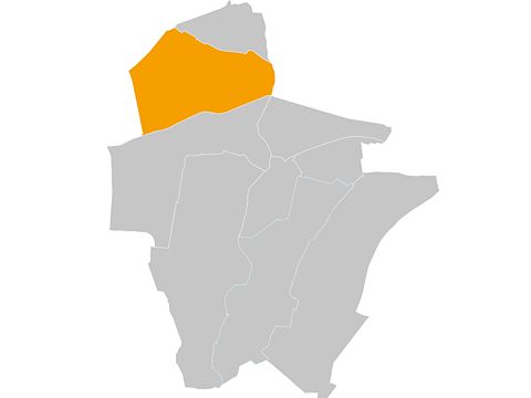 Bezirkskarte von Marzahn-Hellersdorf mit markierter Fläche für Marzahn-Mitte
