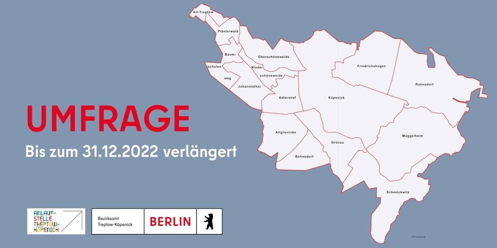 Sharepic zur verlängerten Umfrage mit Bezirkskarte