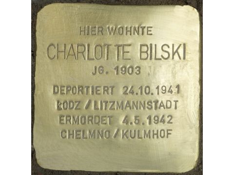 Stolperstein Charlotte Bilski, Foto:H.-J. Hupka, 2014