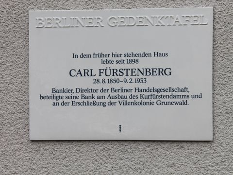 Gedenktafel für Carl Fürstenberg (Bild: CW)