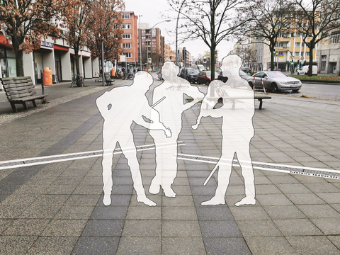 Das Kunstwerk von Renate Herter mit einer schematisch angedeuteten Konzertsituation