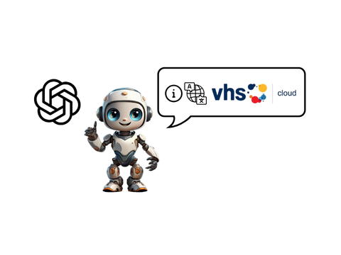 KI generiertes Bild eines Roboters mit einer Sprechblase und dem OpenAI-Logo