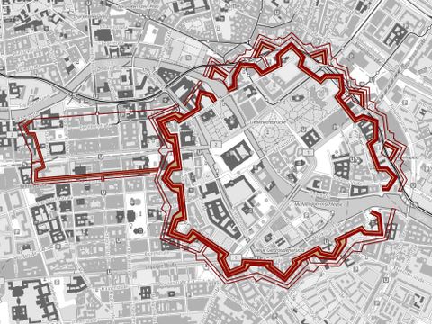 Der Screenshot aus dem Geoportal Berlin zeigt die barocke Stadtbefestigung (Stand: 15. Juni 2026) (Bild: Geoportal Berlin)