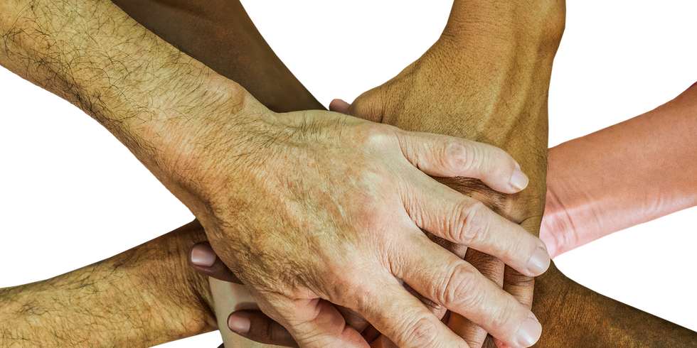 Hände übereinander gelegt