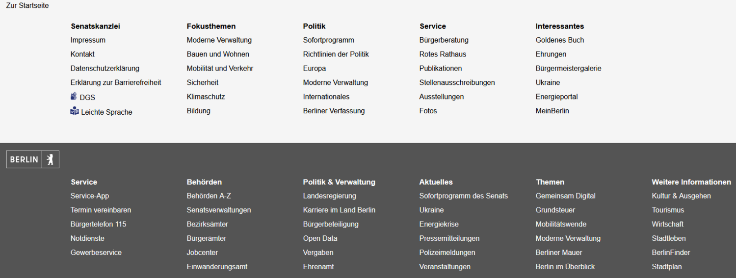 Link·liste am Ende der Seite