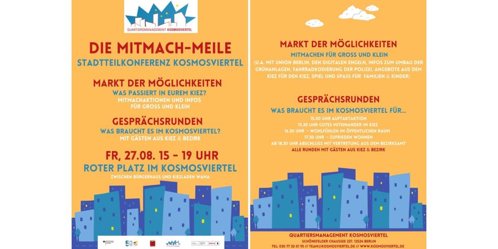 Programmflyer zur Stadtteilkonferenz Kosmosviertel