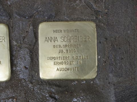 Stolperstein Anna Schreiber, Foto: F. Siebold, April 2013