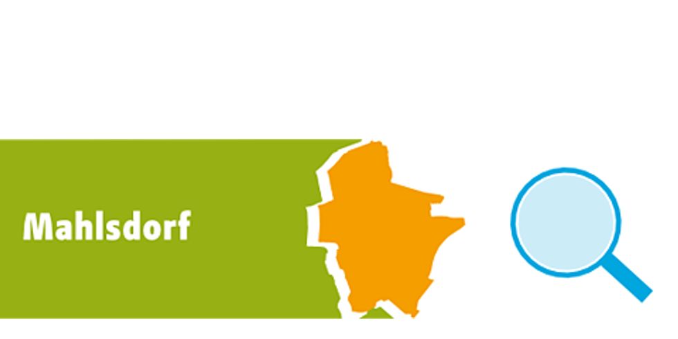 Karte mit Lupe und Schriftzug Mahlsdorf