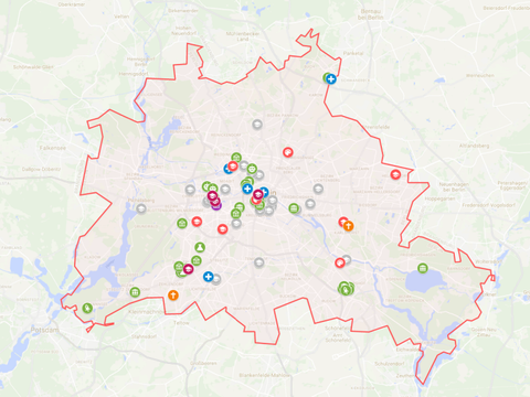 Karte der Hochschulen und Forschungseinrichtungen der Brain City Berlin