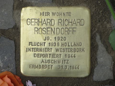 Stolperstein Gerhard Richard Rosendorff, Foto: F. Siebold, Mai 2013