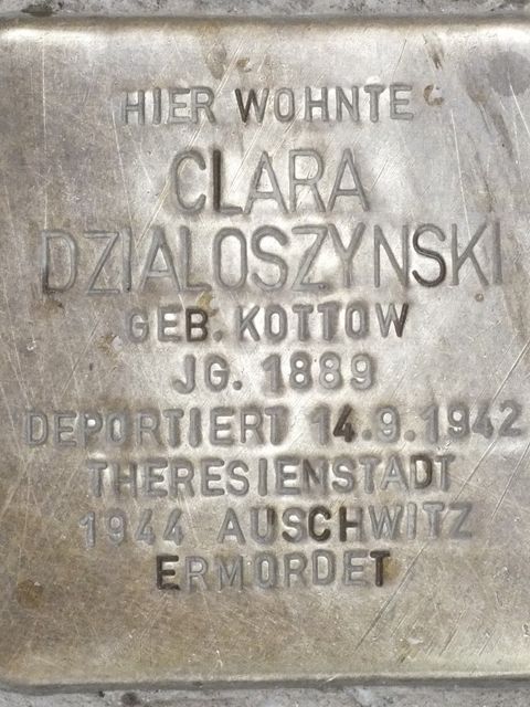 Stolperstein Clara Dzialoszynski, Foto: H.-J. Hupka