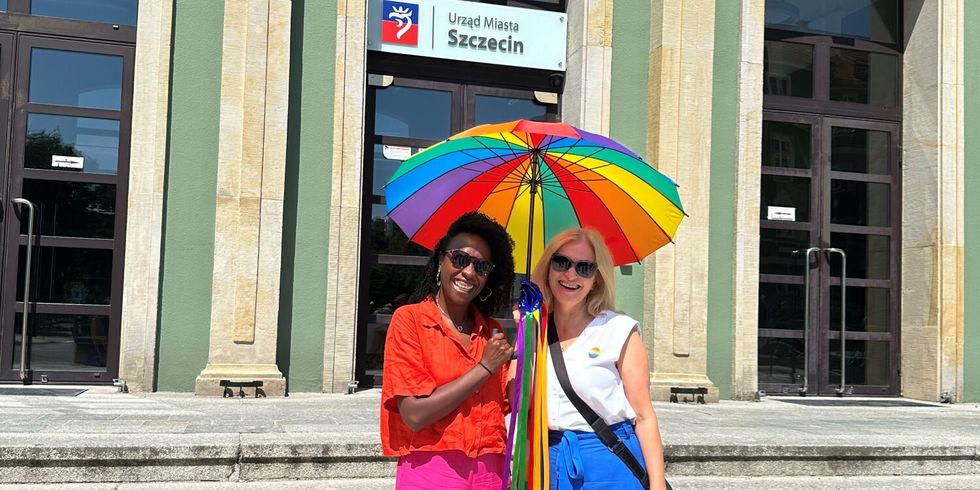 Jamile da Silva e Silva, Gleichstellungsbeauftragte des Bezirks Friedrichshain-Kreuzberg, mit ihrer polnischen Amtskollegin Beata Bugajska, Gleichstellungsbeauftragte der Stadt Szczecin