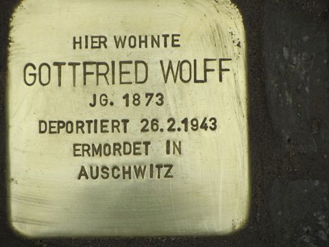 Stolperstein Gottfried Wolff, Foto: F. Siebold, April 2013