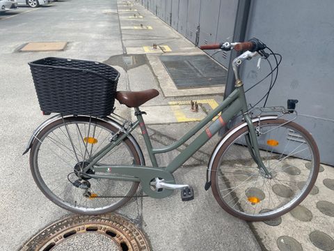 Grau-grünes Damenfahrrad