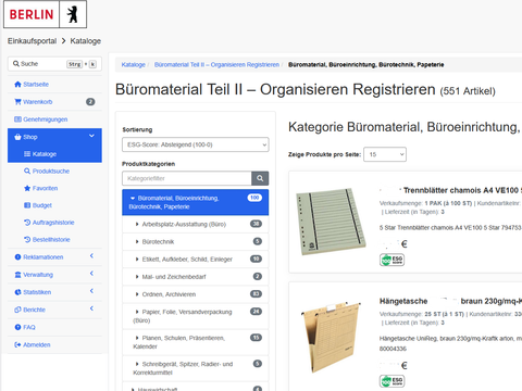 Screenshot aus dem eWarenhaus Berlin