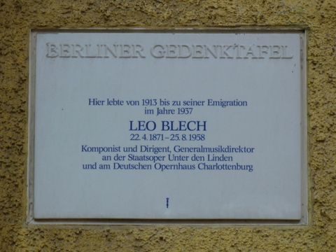 Gedenktafel für Leo Blech, 26.9.2006, Foto: KHMM (Bild: Bezirksamt)