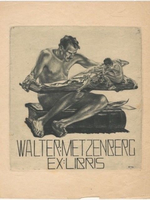 Alois Kolb "Exlibris Walter Metzenberg" abgebildet in: "Die Kunst für alle", Jg. 26 (1910/11), S.323. (Bild: Alois Kolb)
