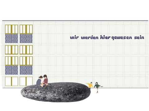 Entwurf „wir sind hier“ von Stefka Ammon, 1. Preis und Realisierungsempfehlung, Kunstwettbewerb Grundschule Rennbahnstraße, Auslober: Bezirksamt Pankow von Berlin, 2023 (Bild: © Stefka Ammon)