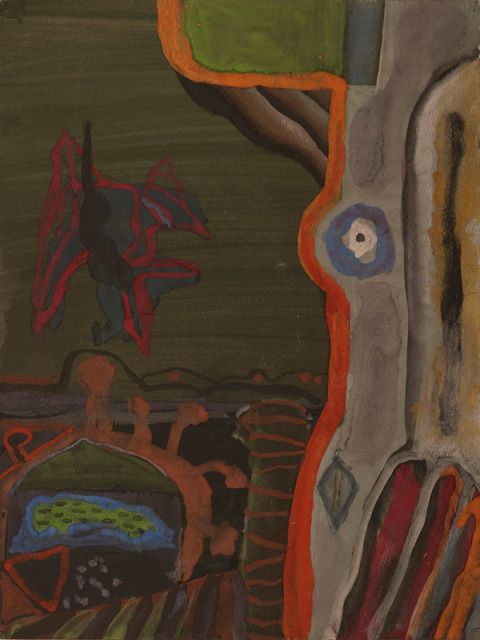 Roger David Servais: Stürzender Vogel, 1972, Gouache auf Papier