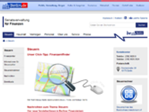 Screenshot der Webseite der Senatsverwaltung für Finanzen