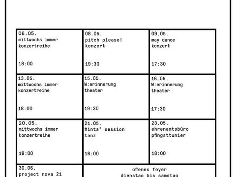 monatsprogramm für mai - alle infos stehen auch unter dem reiter programm