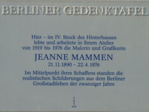 Gedenktafel für Jeanne Mammen, 4.3.2011, Foto: KHMM