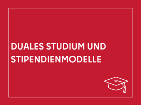 Kacheln mit der Aufschrift Duales Studium und Stipendienmodelle