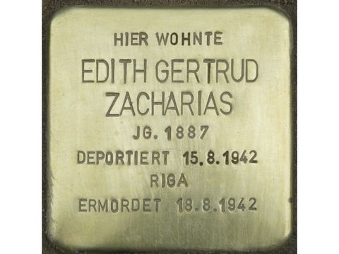 Stolperstein Edith Gertrud Zacharias (Bild: Stolpersteine-Initiative CW, H.-J. Hupka)