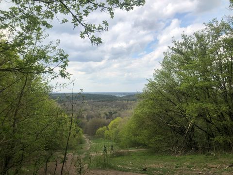 Ausblick vom Teufelsberg auf die Rodelbahn.