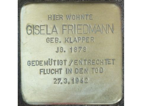 Stolperstein Gisela Friedmann (Bild: Stolpersteine-Initiative CW, Hupka)