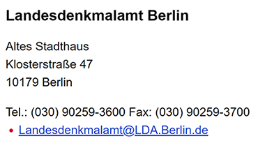 Kontakt Landesdenkmalamt Berlin