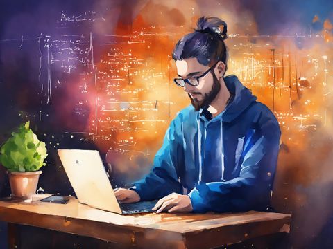 AI-generiertes Bild von einem Entwickler am Laptop