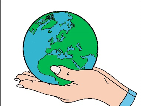 zwei Hände halten eine Weltkugel