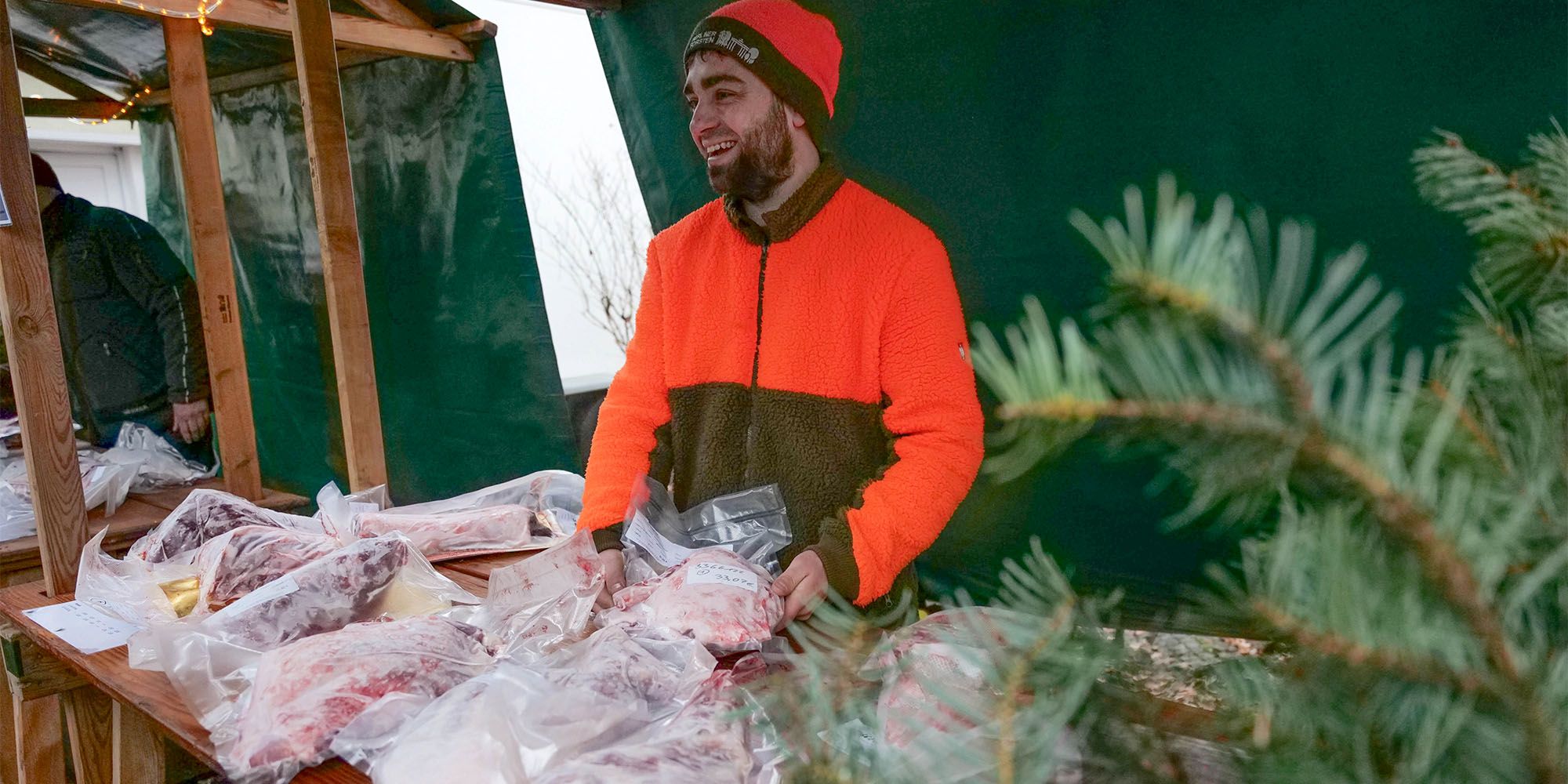 Verkaufsstand mit Wildfleisch