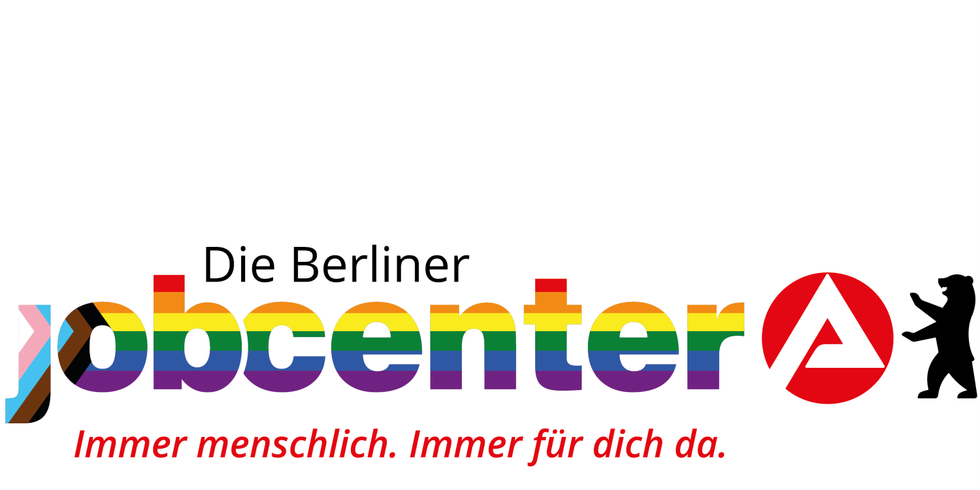 Logo der Berliner Jobcenter in Regenbogenfarben
